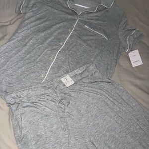 Gray Button-Up Pajama Set